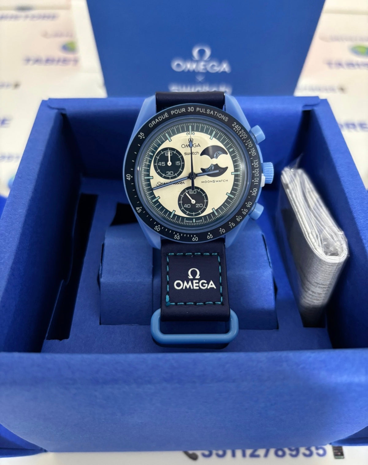 Swatch x Omega Mission to  “Super Blu” Moonphase